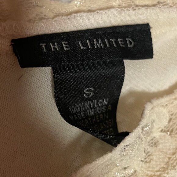 The Limited Cream Sheer Sleeveless Blouse lace trim - Picture 3 of 3